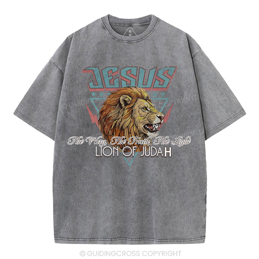 Jesus Lion Of Juda Christian Washed T-Shirt