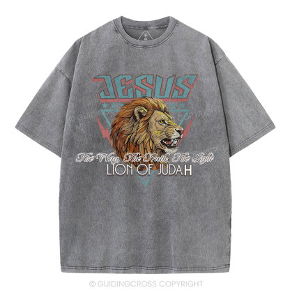 Jesus Lion Of Juda Christian Washed T-Shirt