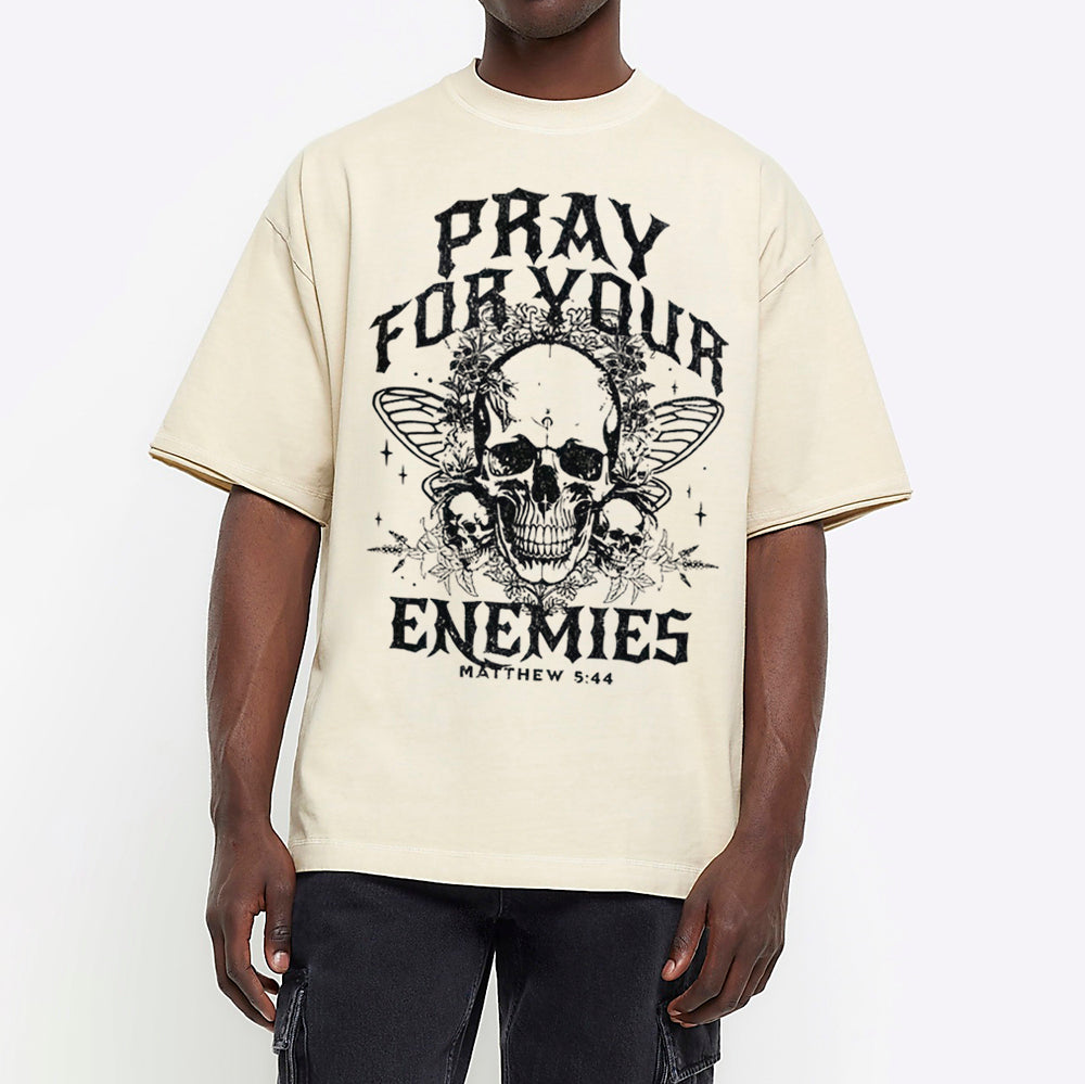 Pray For Your Enemies Christian Washed T-Shirt