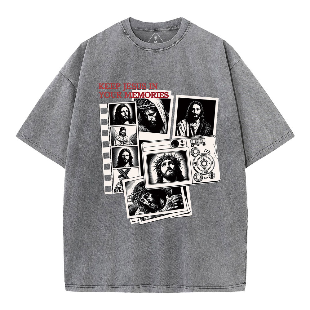 Keep Jesus In Your Memories Christian Washed T-Shirt