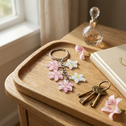Consider the Lilies Acrylic Christian Keychain