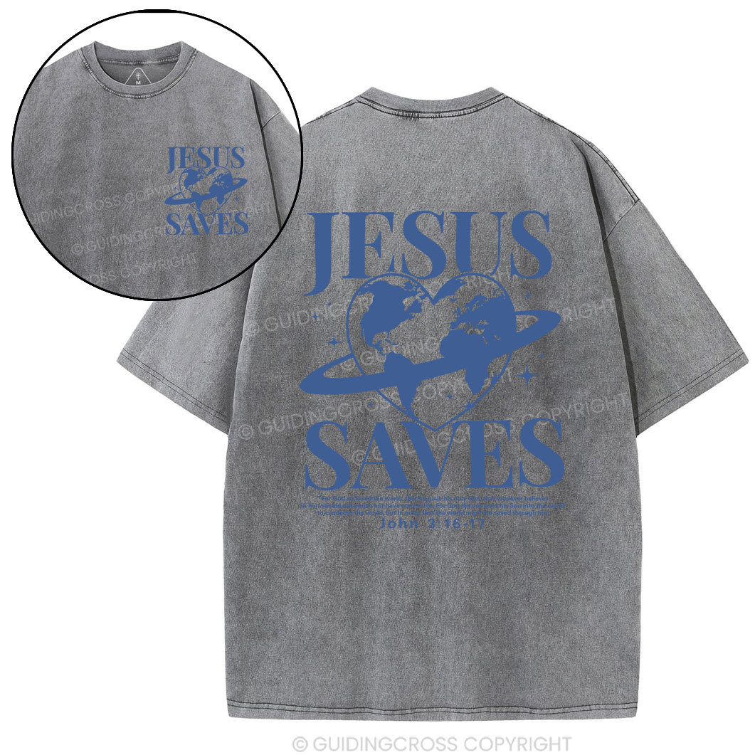 Jesus Saves Christian Washed T-Shirt Sale - GuidingCross