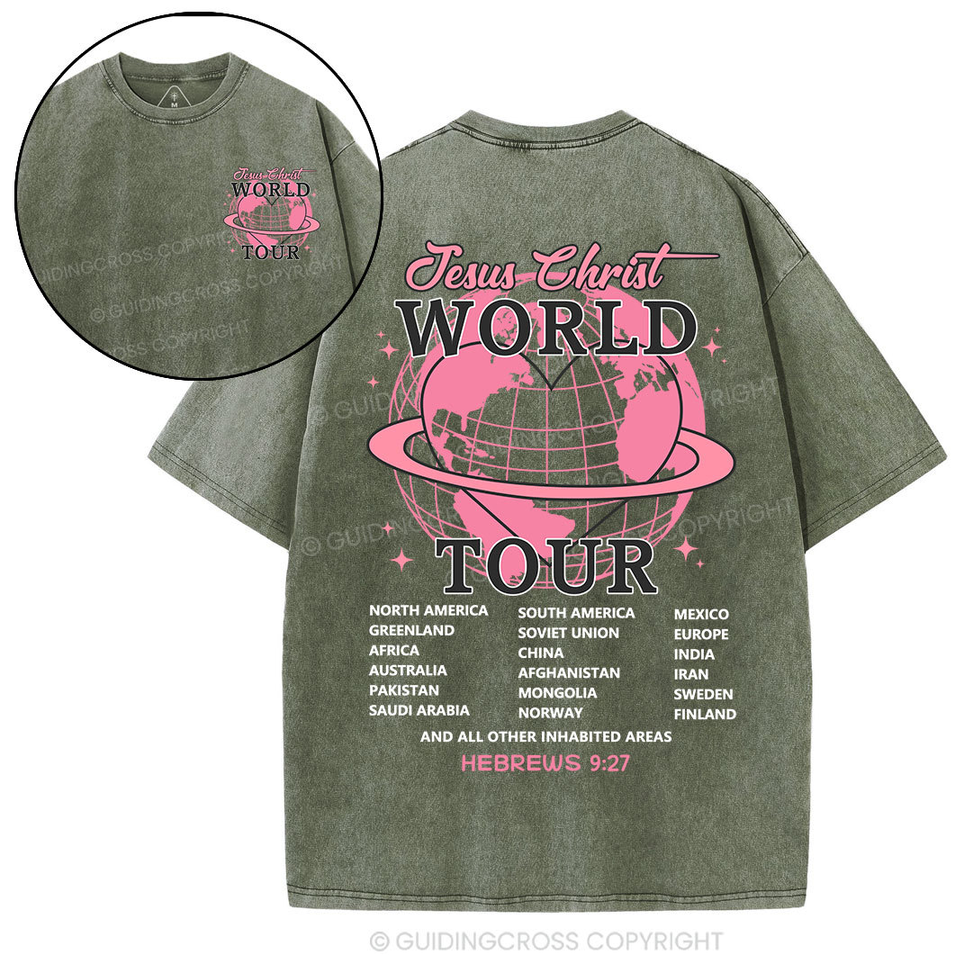 Jesus World Tour Christian Washed T-Shirt Sale - GuidingCross