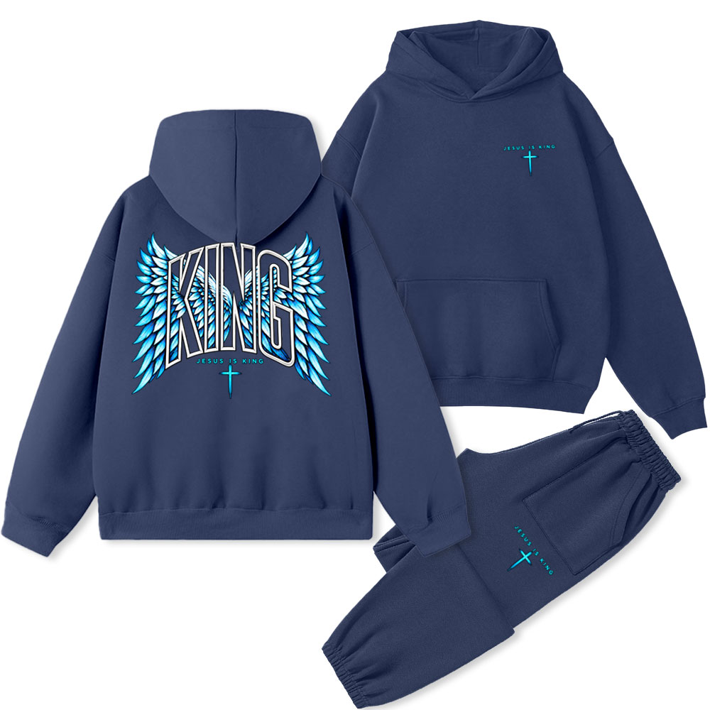 Jesus Is King Christian Premium Fleece Hoodie Set