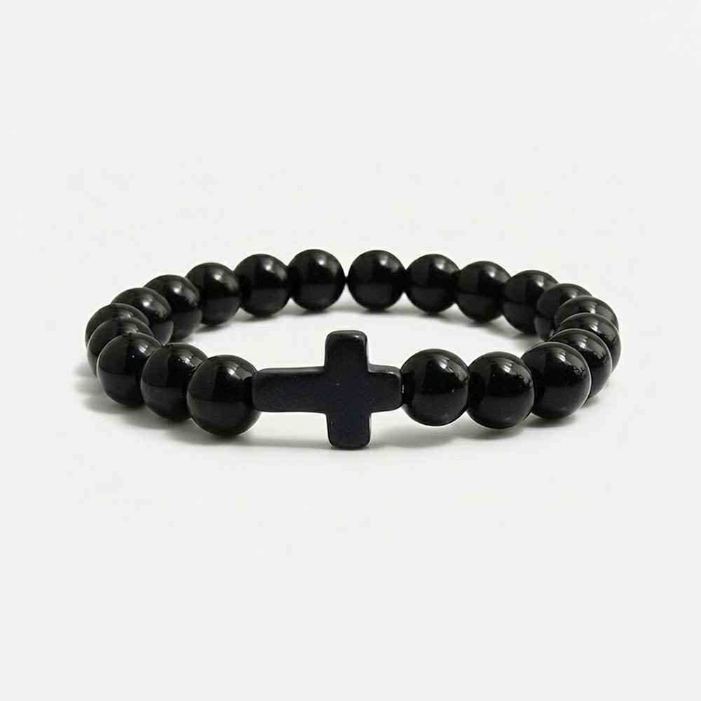 Jesus Cross Bracelet Handmade Beaded Stretch 