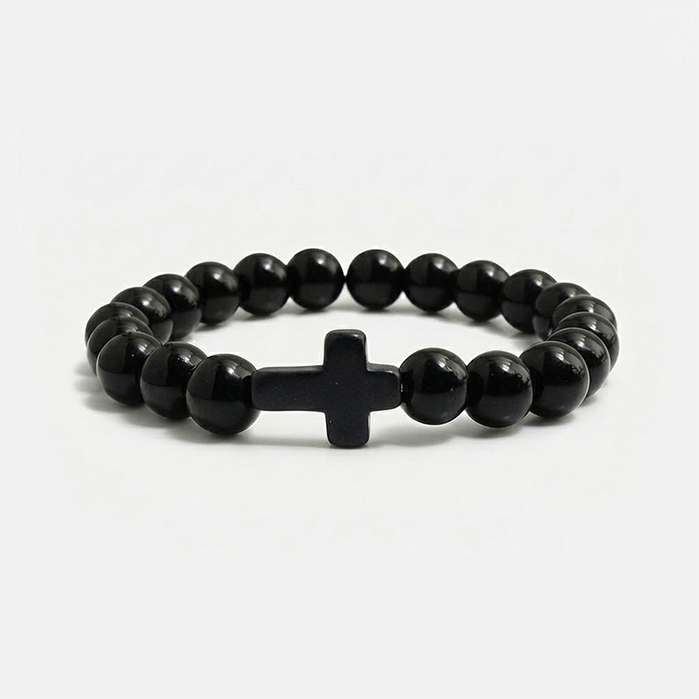 Jesus Cross Bracelet Handmade Beaded Stretch  Sale - GuidingCross