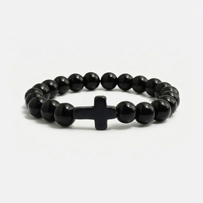 Jesus Cross Bracelet Handmade Beaded Stretch 
