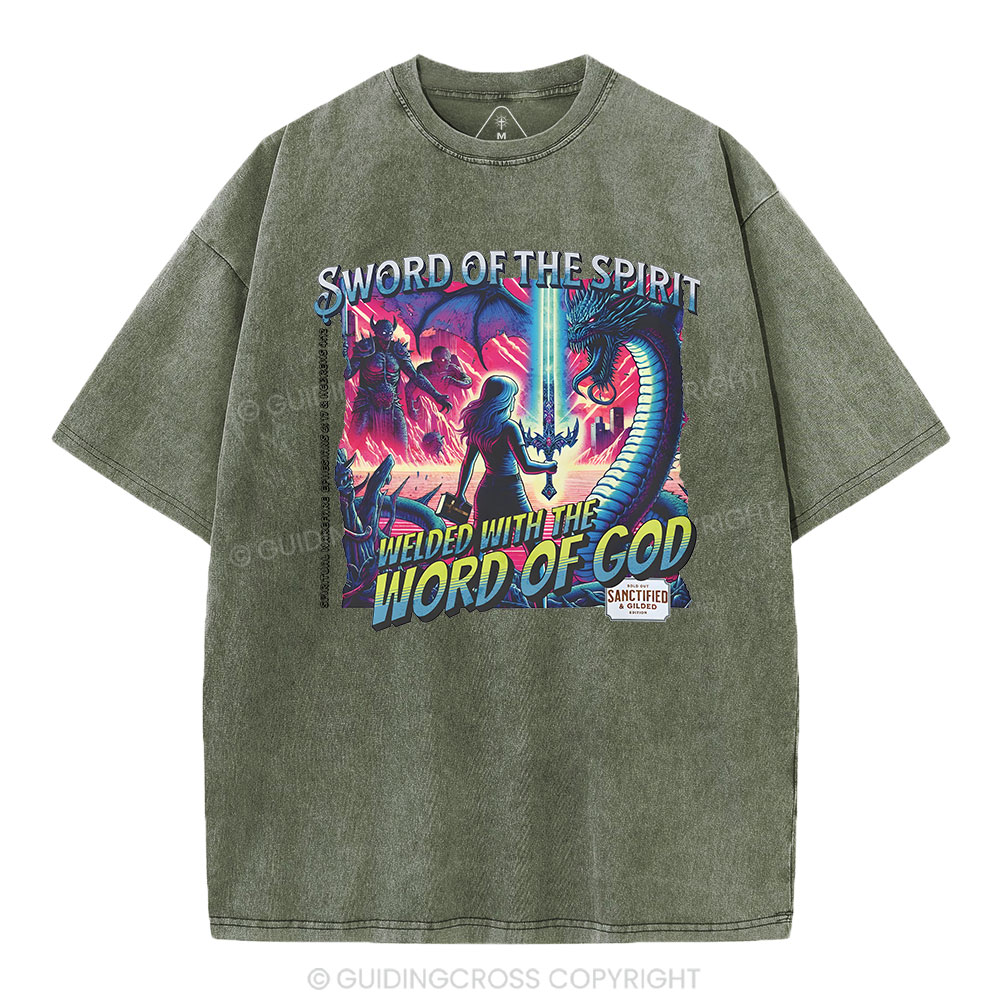 Sword Of The Spirit Christian Washed T-Shirt Sale - GuidingCross