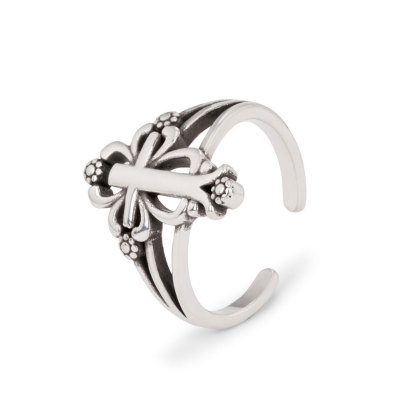 Flower Cross Open Finger Jesus Ring