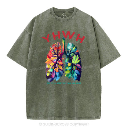 YHWH Leaf Christian Washed T-Shirt