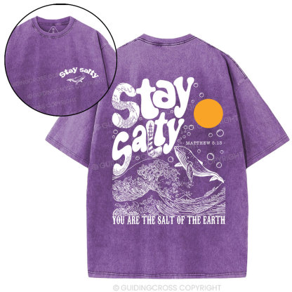 Stay Salty Ocean Waves Christian Washed T-Shirt