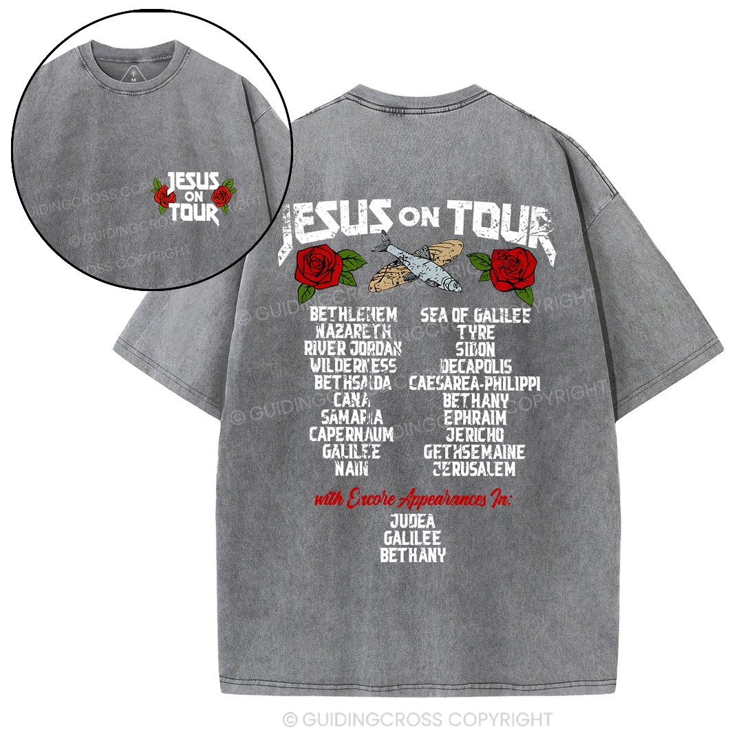 Jesus On Tour Christian Washed T-Shirt