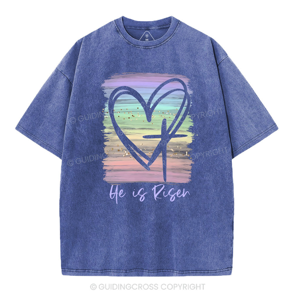 He Is Risen Vintage Washed Christian T-Shirt Sale - GuidingCross