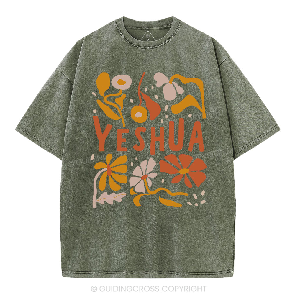 YESHUA With Floral Christian Washed T-Shirt