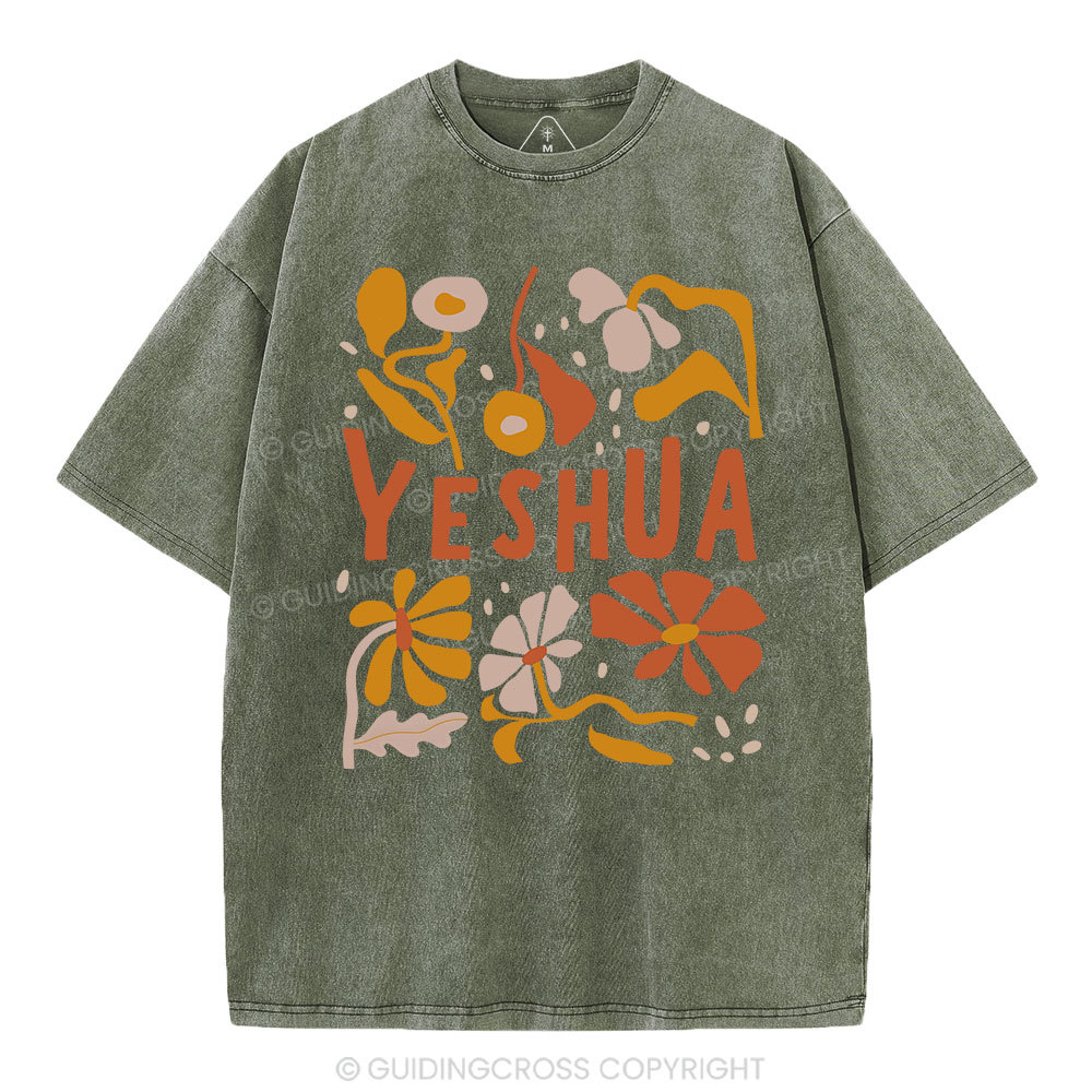 YESHUA With Floral Christian Washed T-Shirt