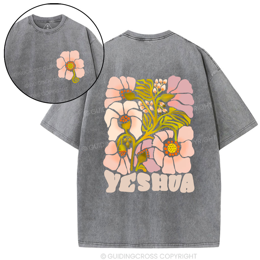Yeshua With Flower Christian Washed T-Shirt