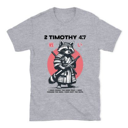 Fought The Good Fight Raccoon Christian T-Shirt