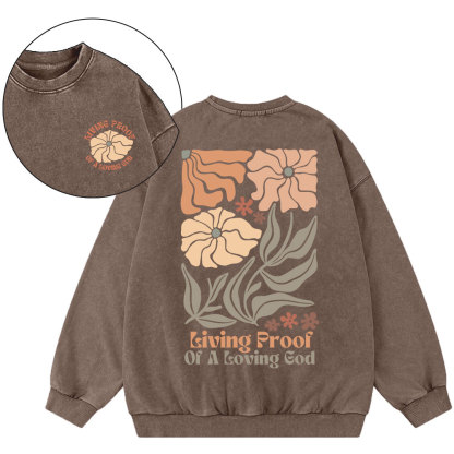 Living Proof Of A Loving God Christian Washed Sweatshirt