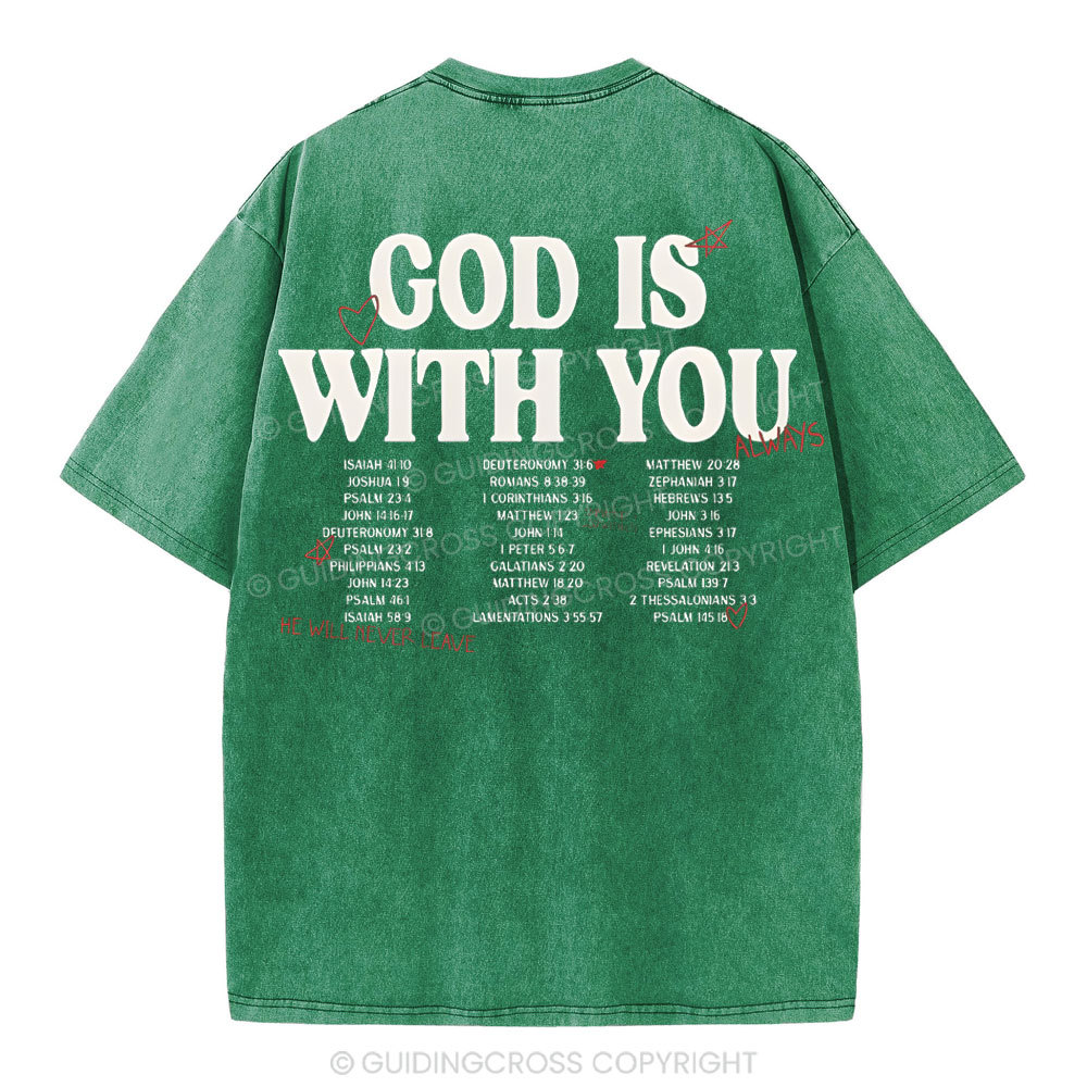 God Is With You Christian Washed T-Shirt