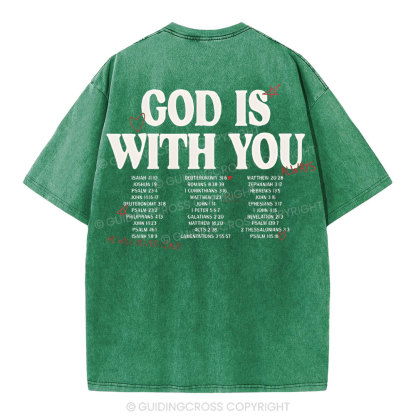 God Is With You Christian Washed T-Shirt