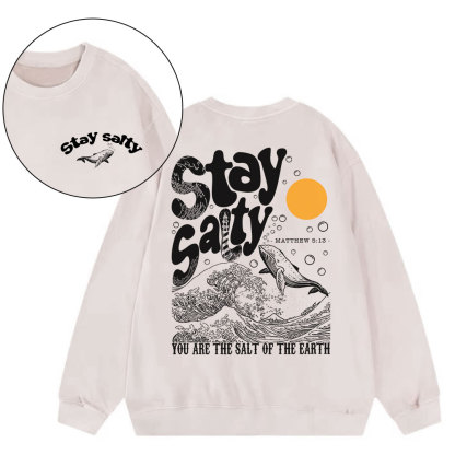 Stay Salty Ocean Waves Christian Washed Sweatshirt