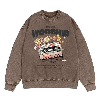 Made To Worship Christian Washed Sweatshirt