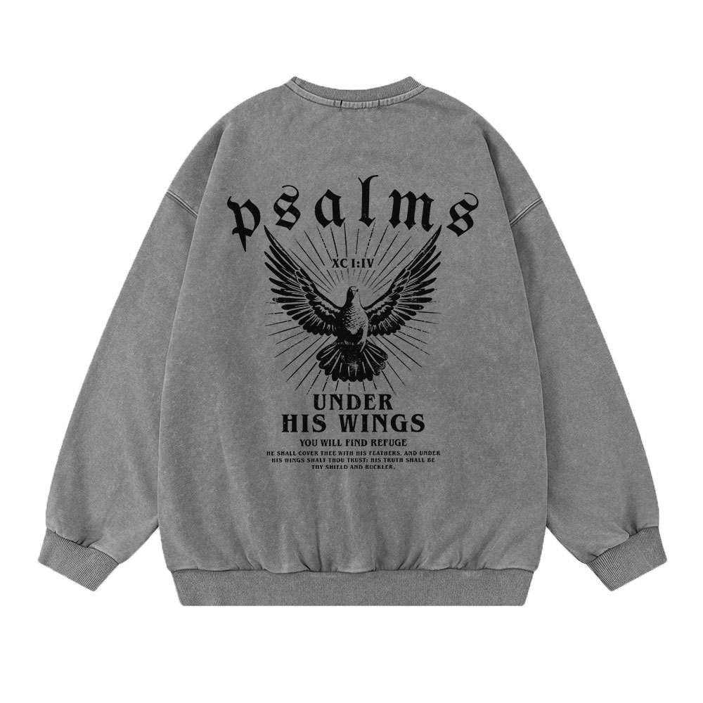 Under His Wings Christian Washed Sweatshirt