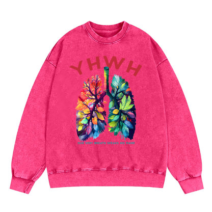 YHWH Leaf Christian Washed Sweatshirt