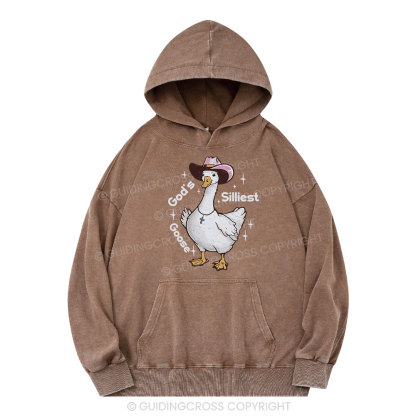 God's Silliest Goose Christian Washed Hoodie 