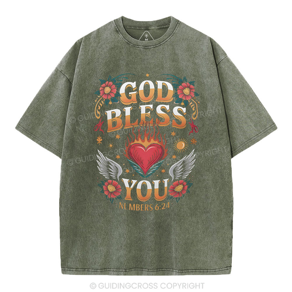 God Bless You Christian Washed T-Shirt