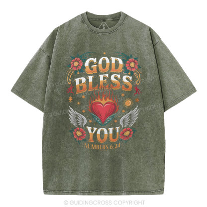 God Bless You Christian Washed T-Shirt