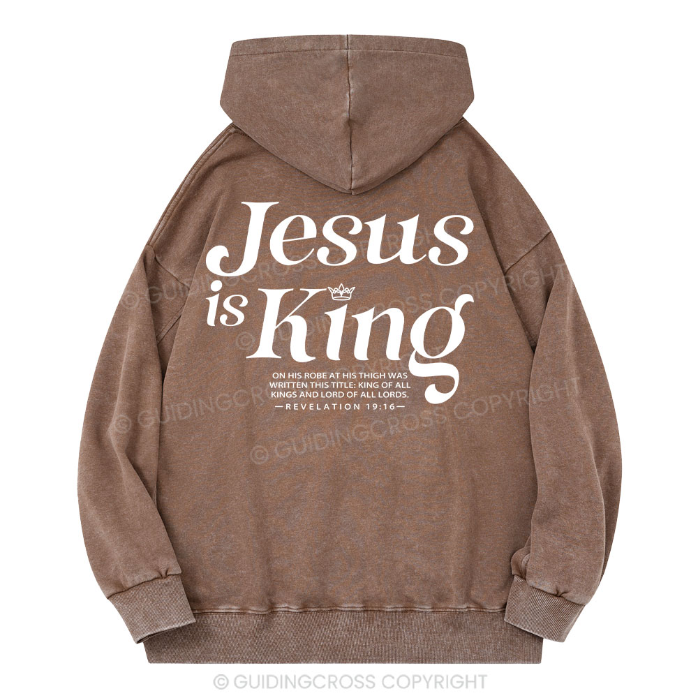 Jesus Is King Christian Washed Hoodie 