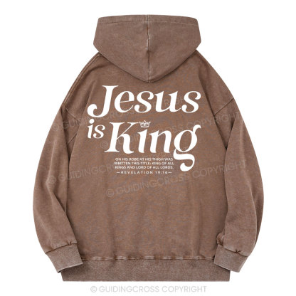 Jesus Is King Christian Washed Hoodie 