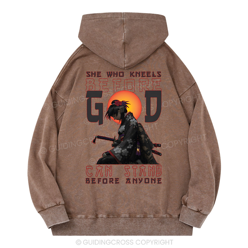She Who Kneels Before God Christian Washed Hoodie