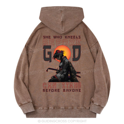 She Who Kneels Before God Christian Washed Hoodie