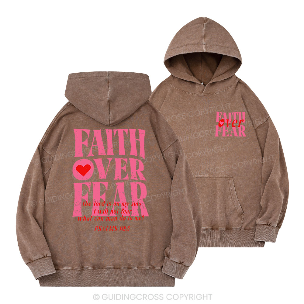 Faith Over Fear Christian Washed Hoodie