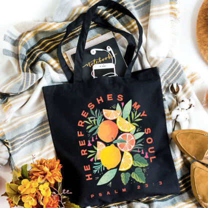 He Refreshed My Soul Christian Canvas Tote Bag