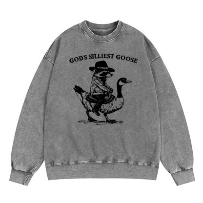 God's Silliest Goose Christian Washed Sweatshirt