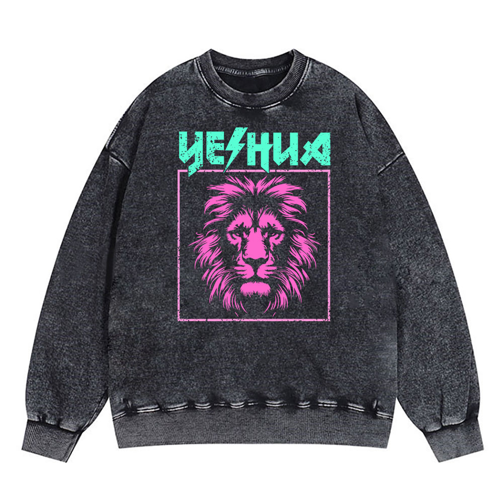 Yeshua Lion Christian Washed Sweatshirt