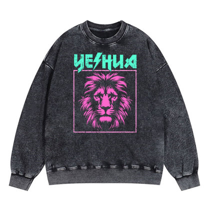 Yeshua Lion Christian Washed Sweatshirt