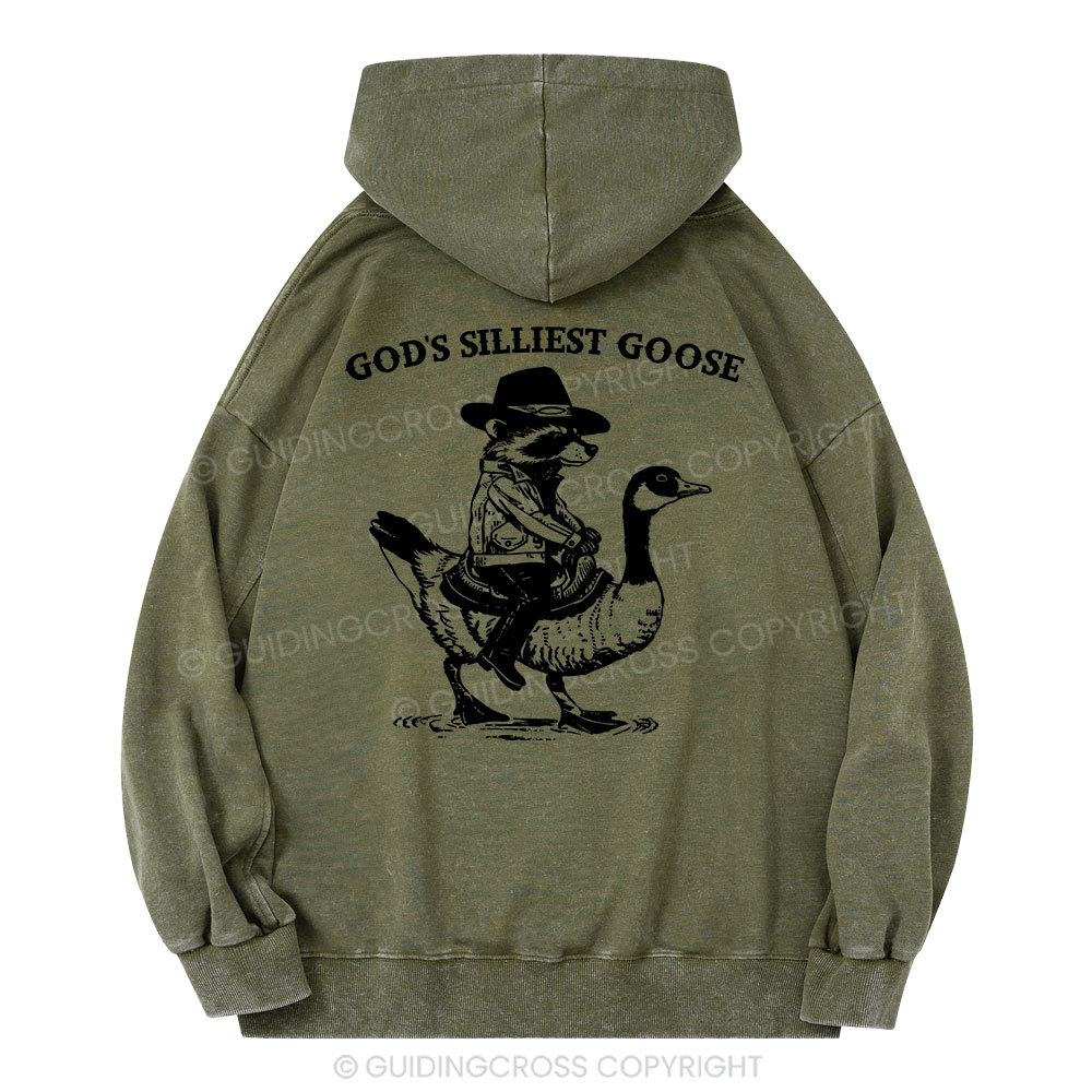 God's Silliest Goose Christian Washed Hoodie