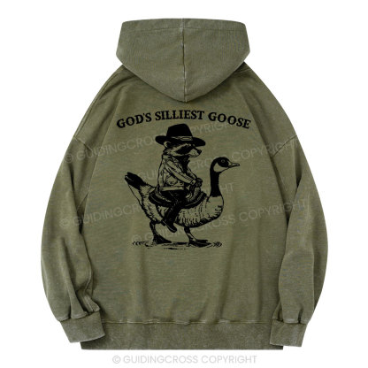 God's Silliest Goose Christian Washed Hoodie