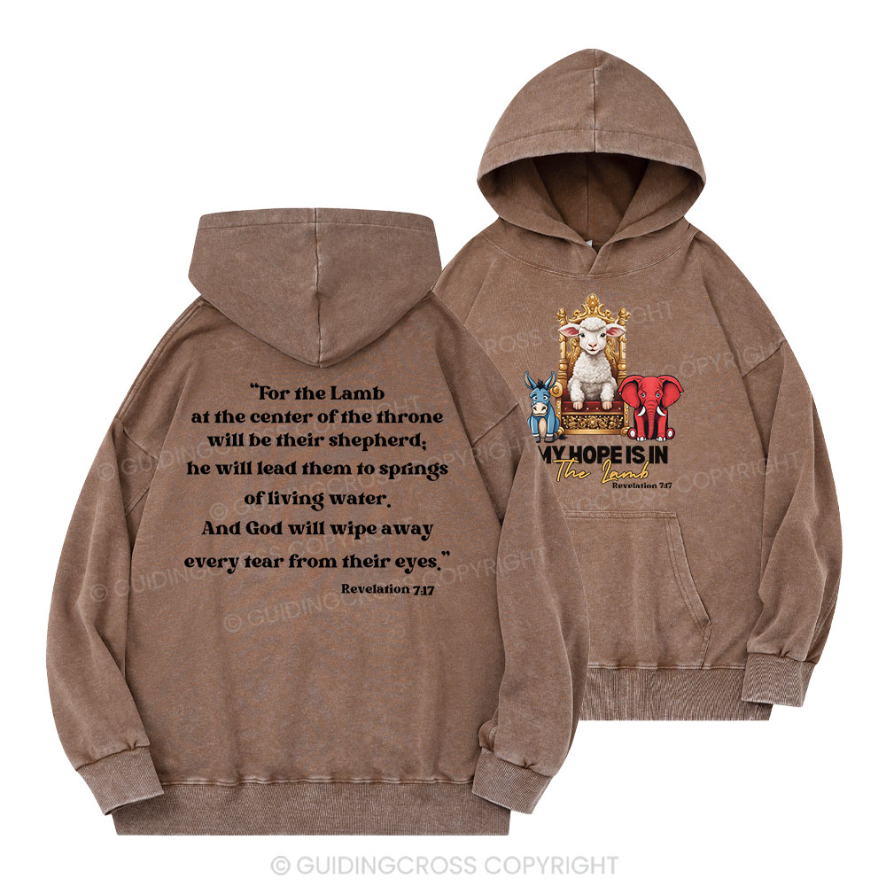 My Hope Is In The Lamb Christian Washed Hoodie