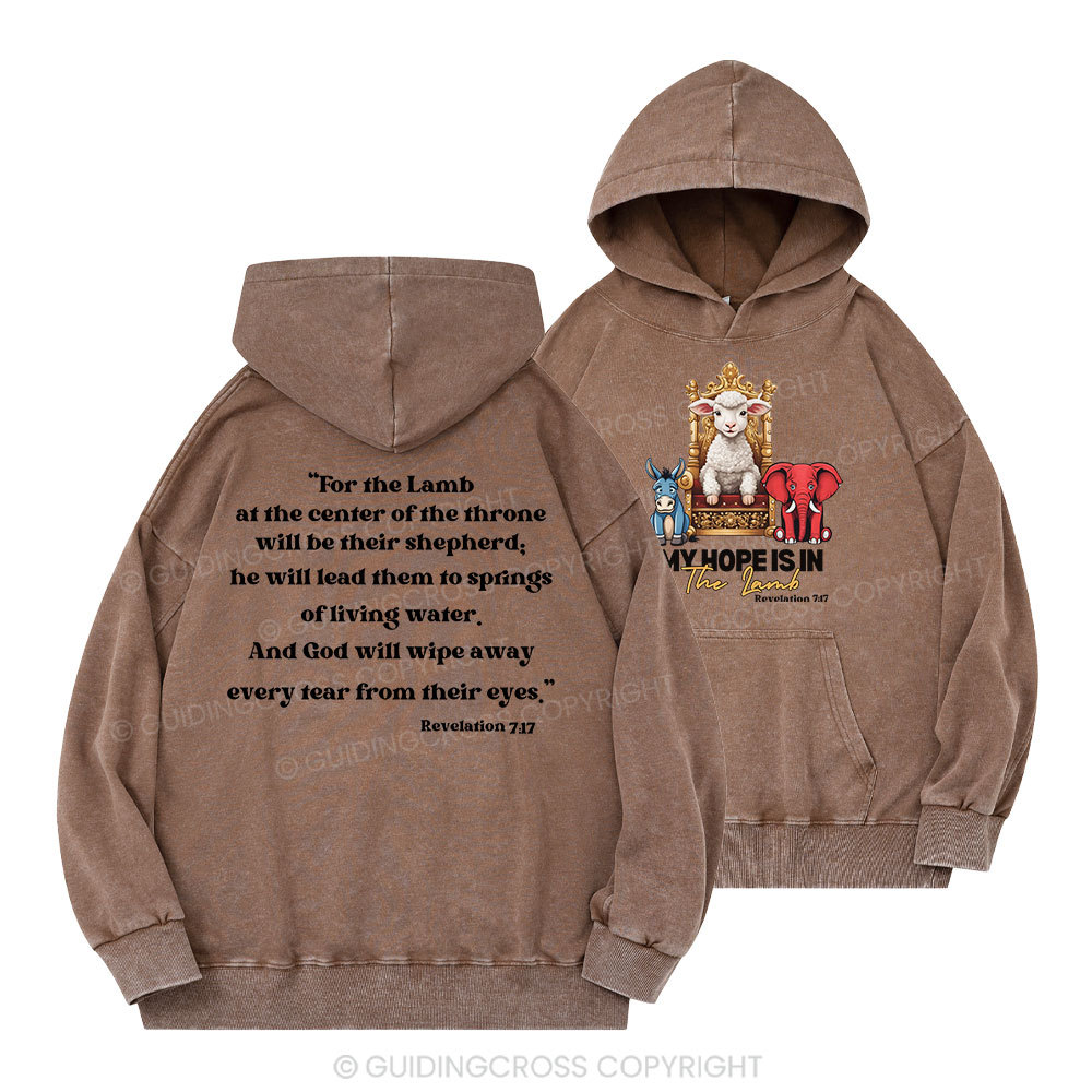 My Hope Is In The Lamb Christian Washed Hoodie