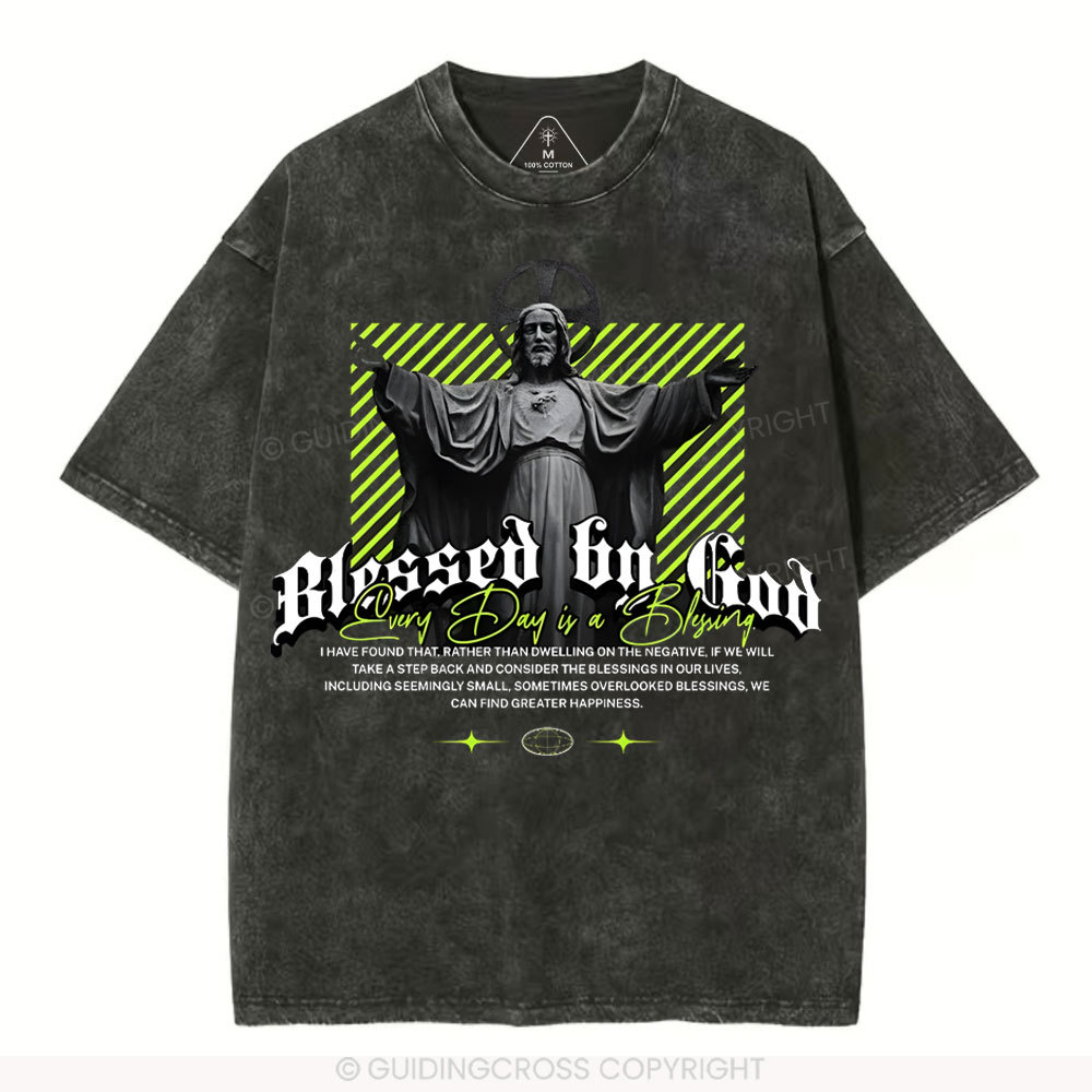 Blessed By God Christian Washed T-Shirt