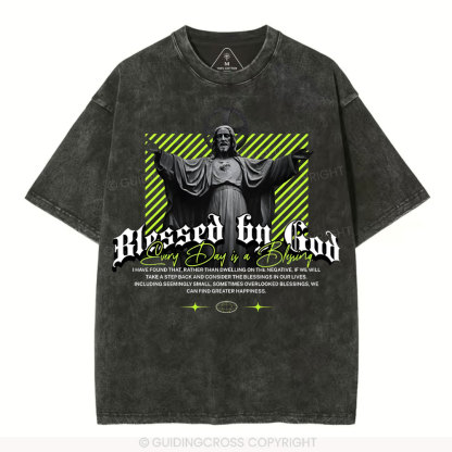 Blessed By God Christian Washed T-Shirt