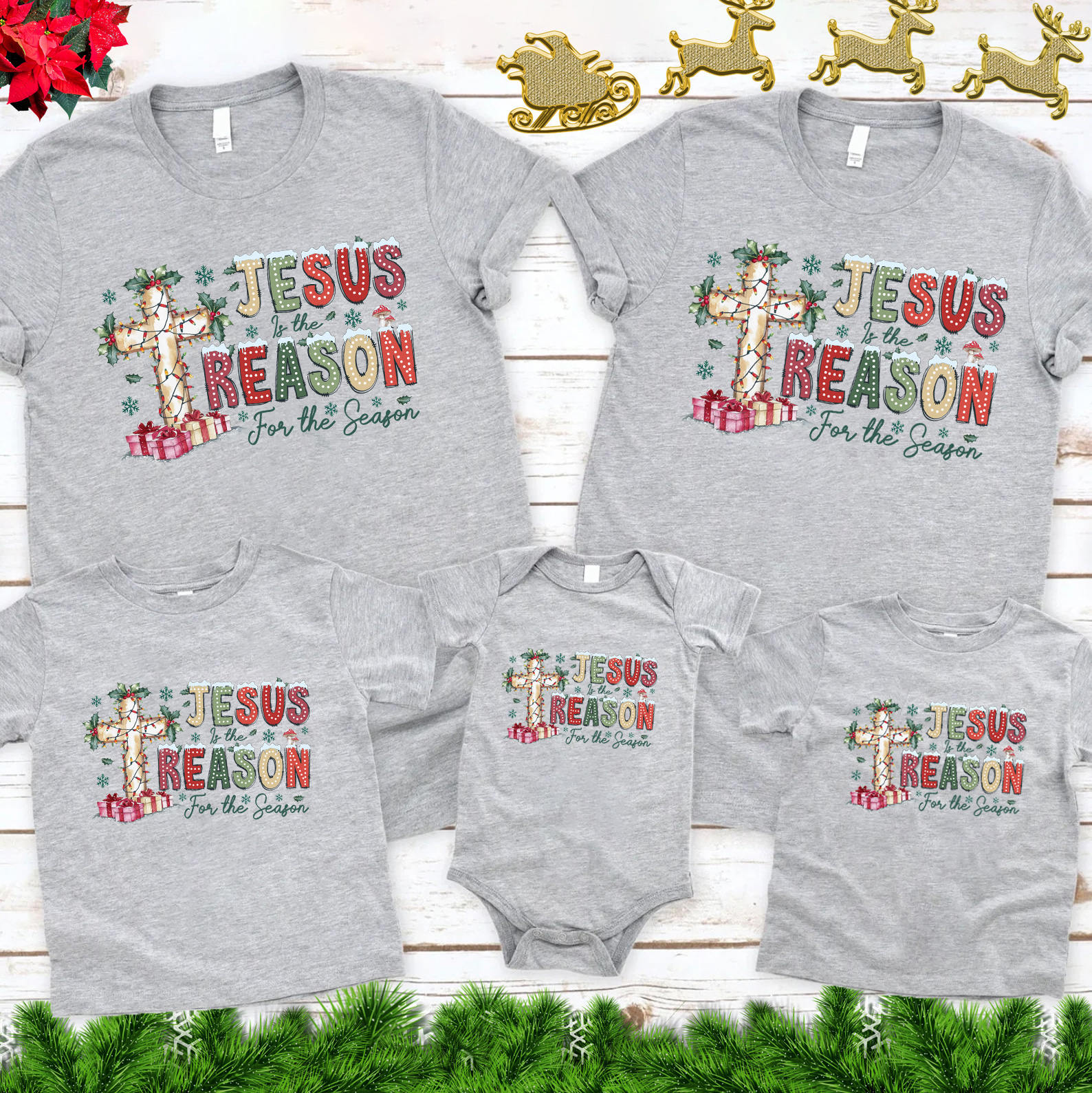 Jesus Cross Christmas Family Matching Shirts