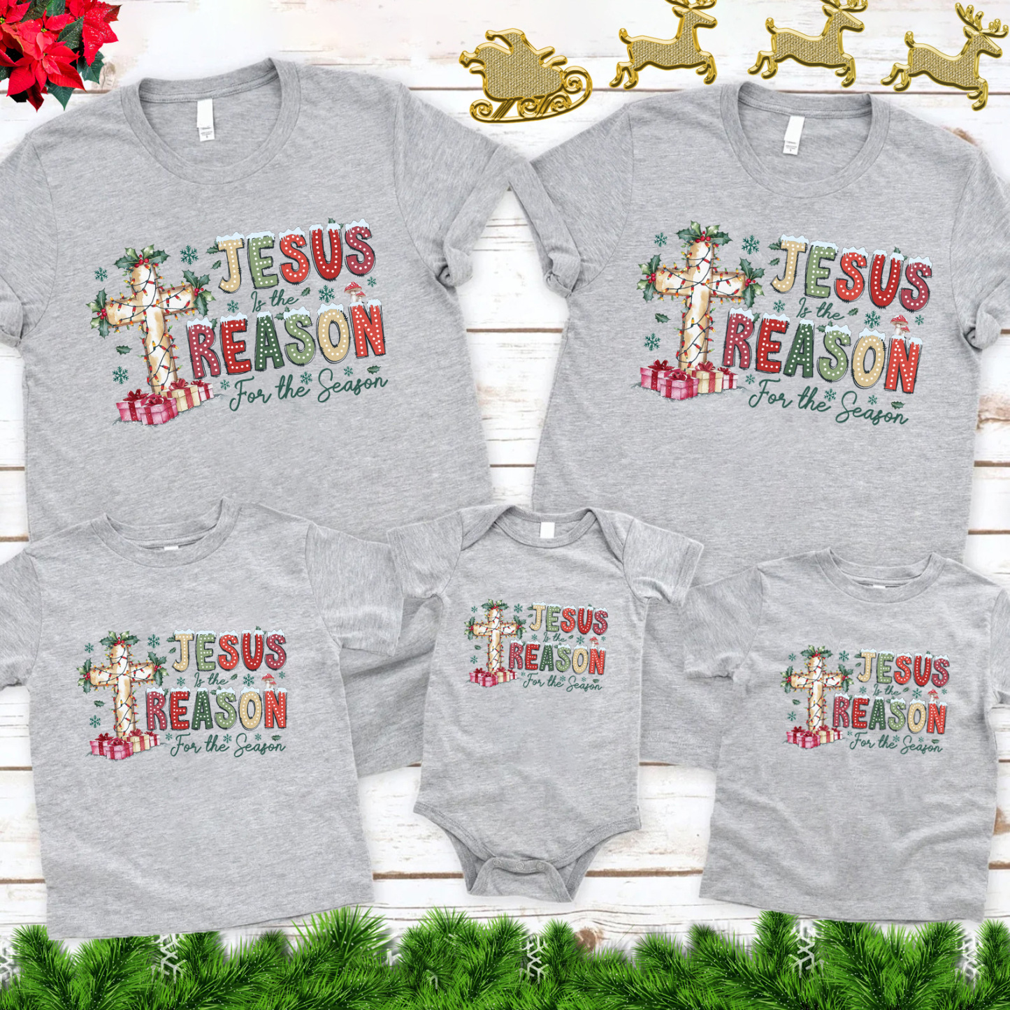Jesus Cross Christmas Family Matching Shirts
