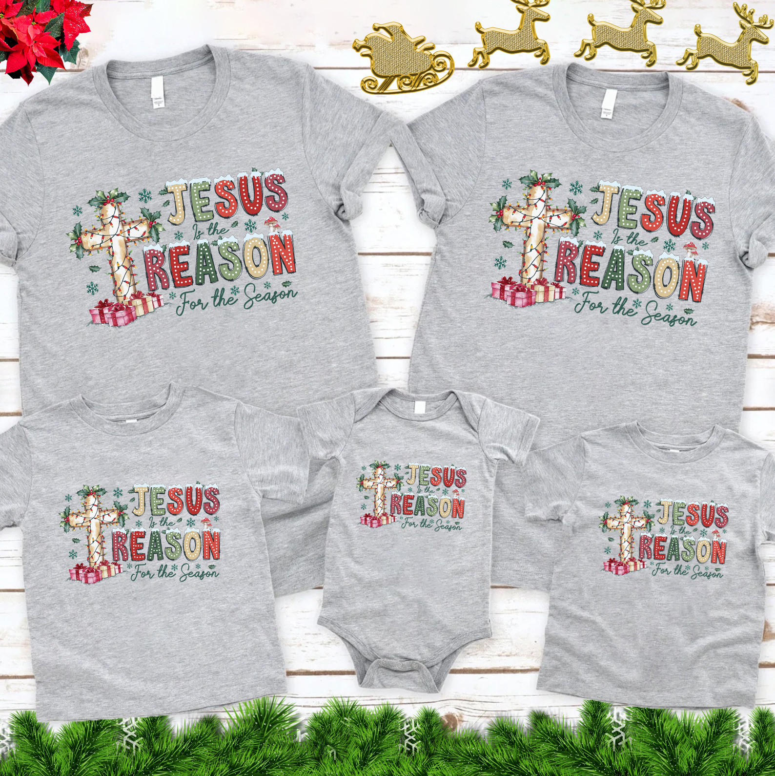 Jesus Cross Christmas Family Matching Shirts