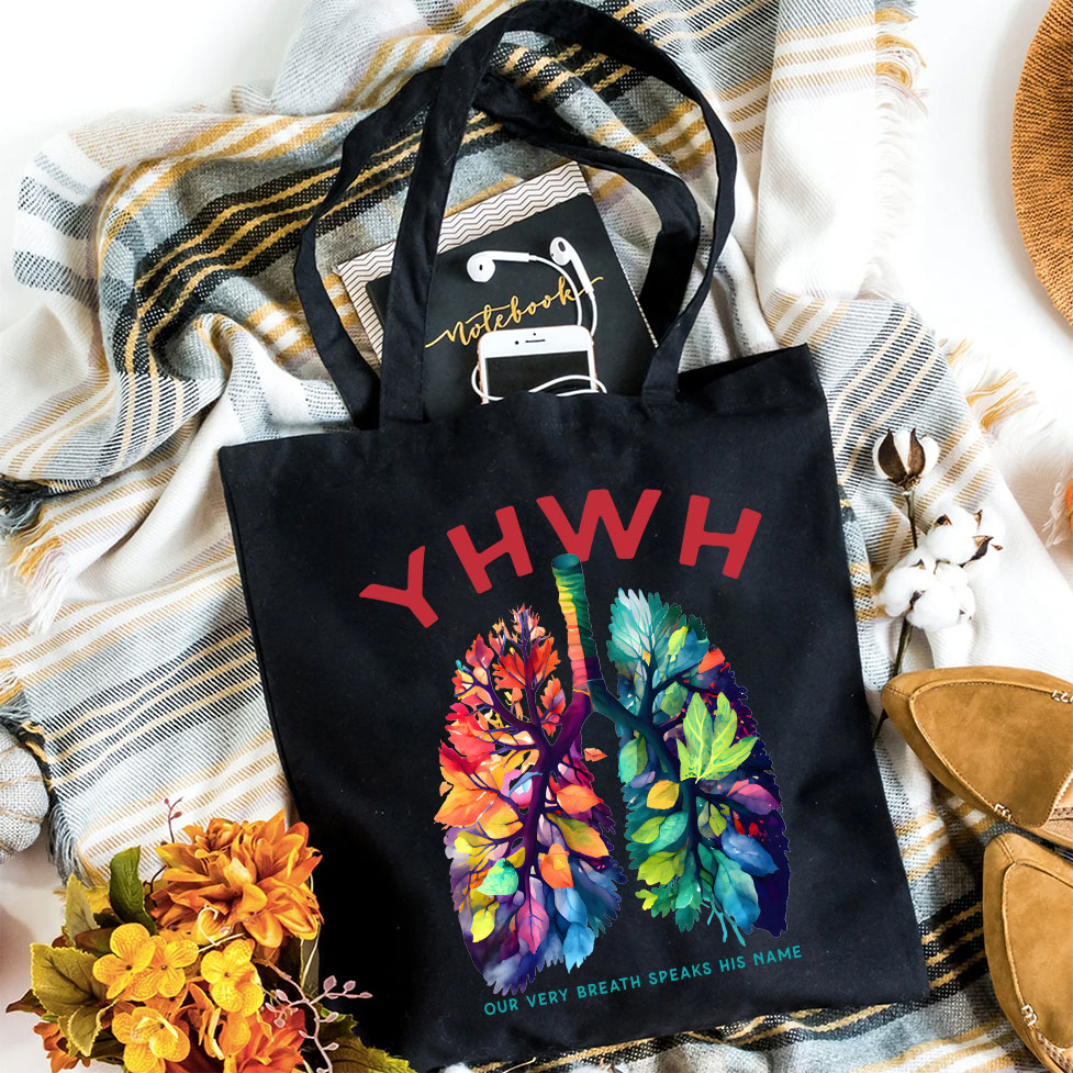 Our Breath Speaks His Name Christian Canvas Tote Bag